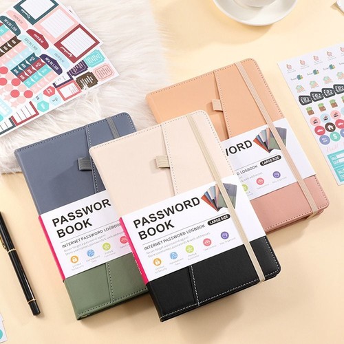 Leather password book with - book,